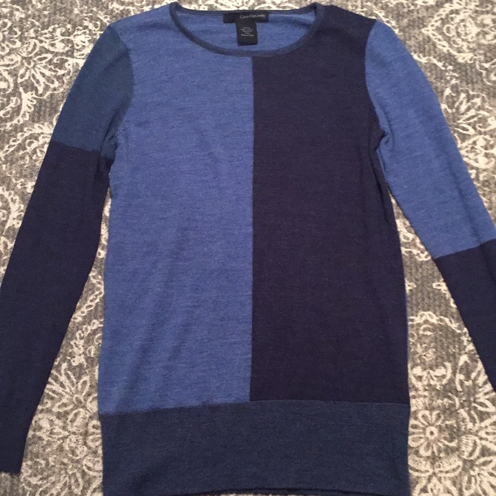 NWOT Calvin Klein Color Block Merino Wool Sweater